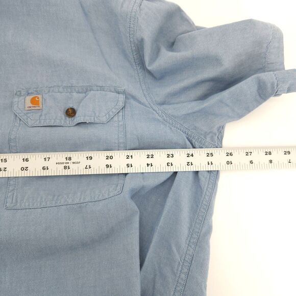 Carhartt Button Down Work Shirt Men Size XL Chambray Light Blue  5200 CBL - Picture 9 of 10